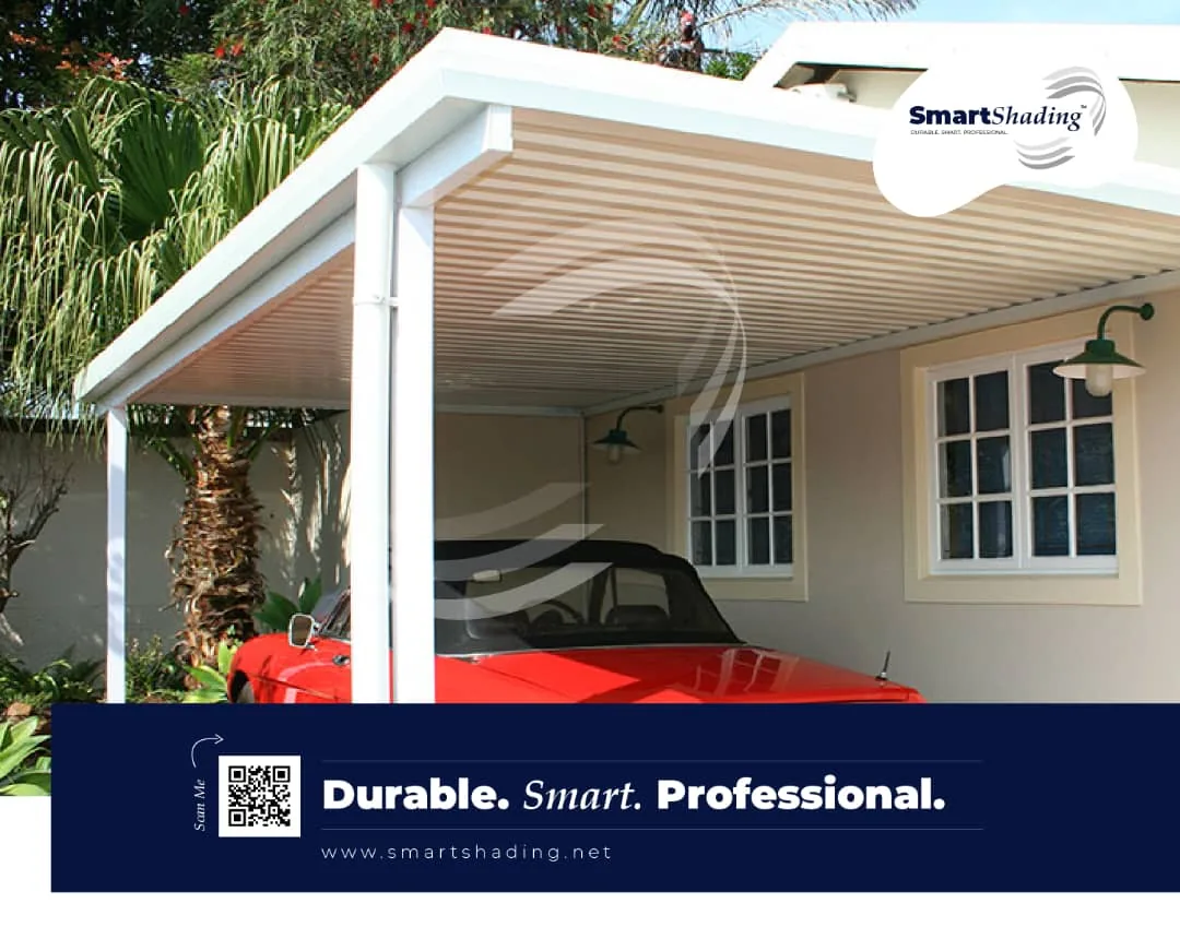 Flat-roof Chromadek carport installation